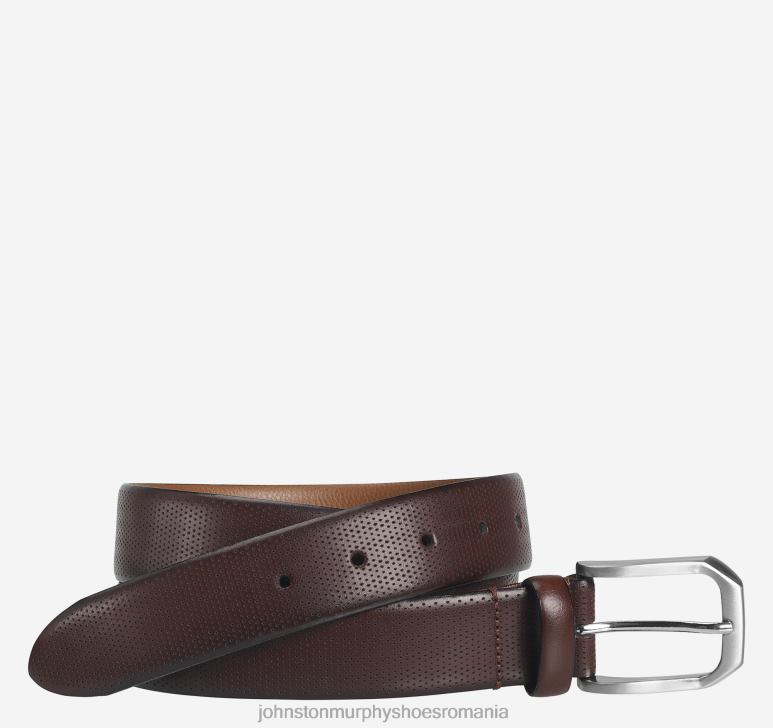 Burgundia 6FF4F1032 bărbați Johnston  Murphy centura micro perf accesorii