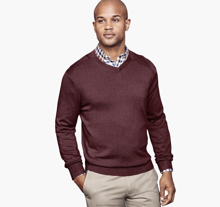 Burgundia 6FF4F718 unisex Johnston  Murphy pulover cu decolteu în V îmbrăcăminte