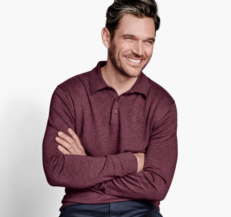 Burgundia 6FF4F827 unisex Johnston  Murphy pulover polo îmbrăcăminte