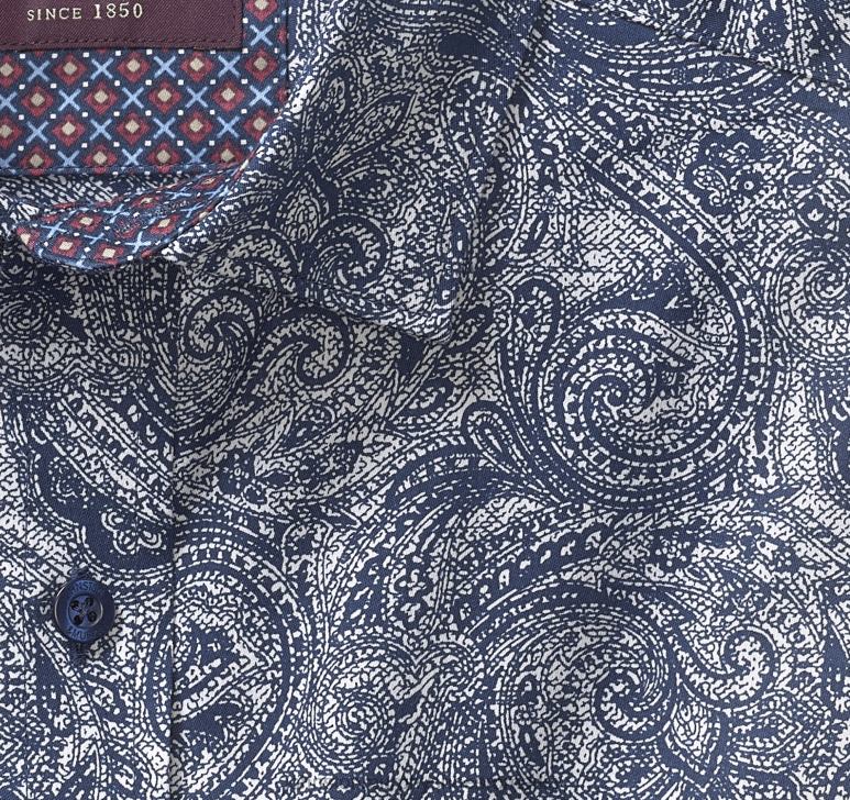 Paisley tonal bleumarin 6FF4F668 bărbați Johnston  Murphy cămașă din bumbac imprimat îmbrăcăminte