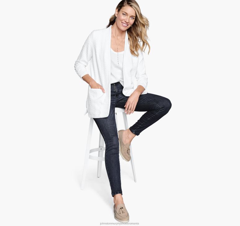 alb 6FF4F1282 femei Johnston  Murphy blazer din tricot cu maneci rulate îmbrăcăminte
