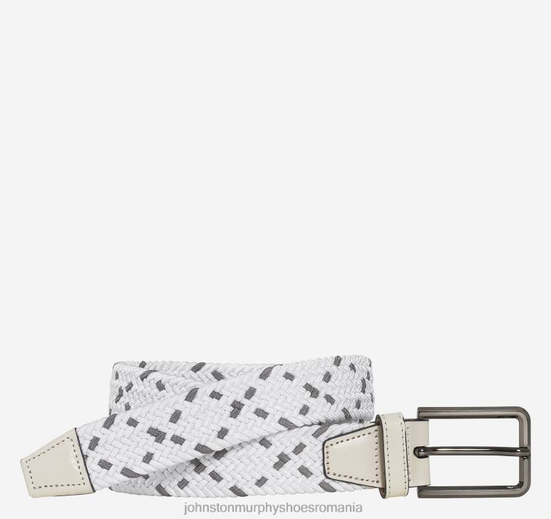 alb/gri 6FF4F1138 bărbați Johnston  Murphy curea țesătă din tricot stretch accesorii