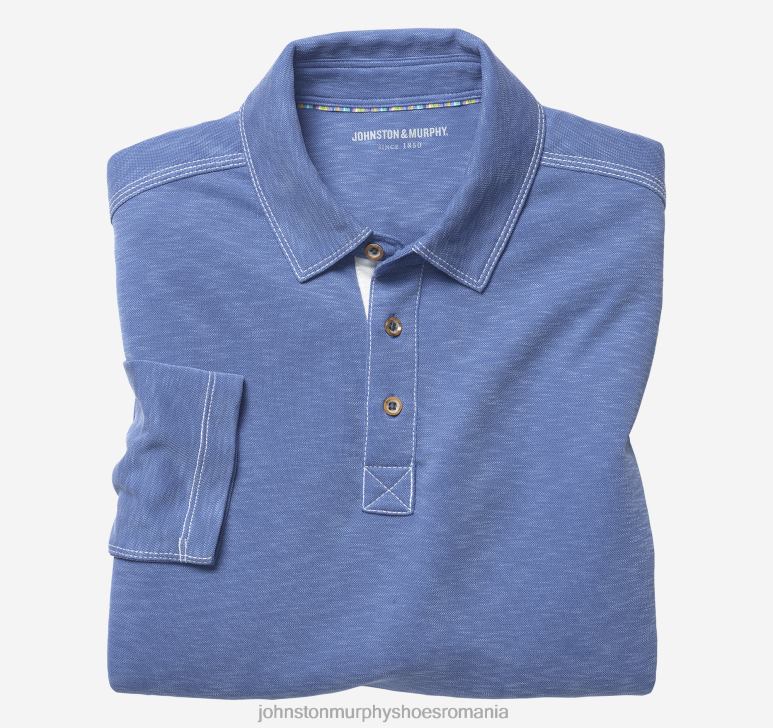 albastru 6FF4F852 bărbați Johnston  Murphy polo vintage cu mâneci lungi îmbrăcăminte