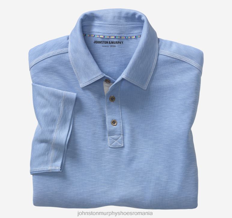 albastru deschis 6FF4F415 bărbați Johnston  Murphy polo vintage slub îmbrăcăminte