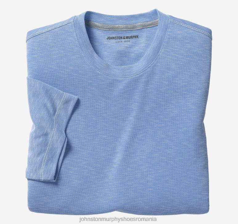 albastru deschis 6FF4F646 bărbați Johnston  Murphy tricou vintage cu decolteu slub îmbrăcăminte
