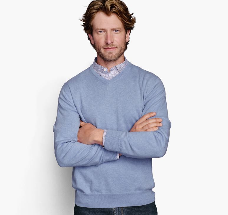 albastru deschis 6FF4F862 unisex Johnston  Murphy pulover cu decolteu în V îmbrăcăminte