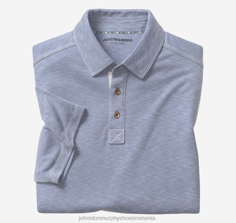 albastru prăfuit 6FF4F441 bărbați Johnston  Murphy polo vintage slub îmbrăcăminte