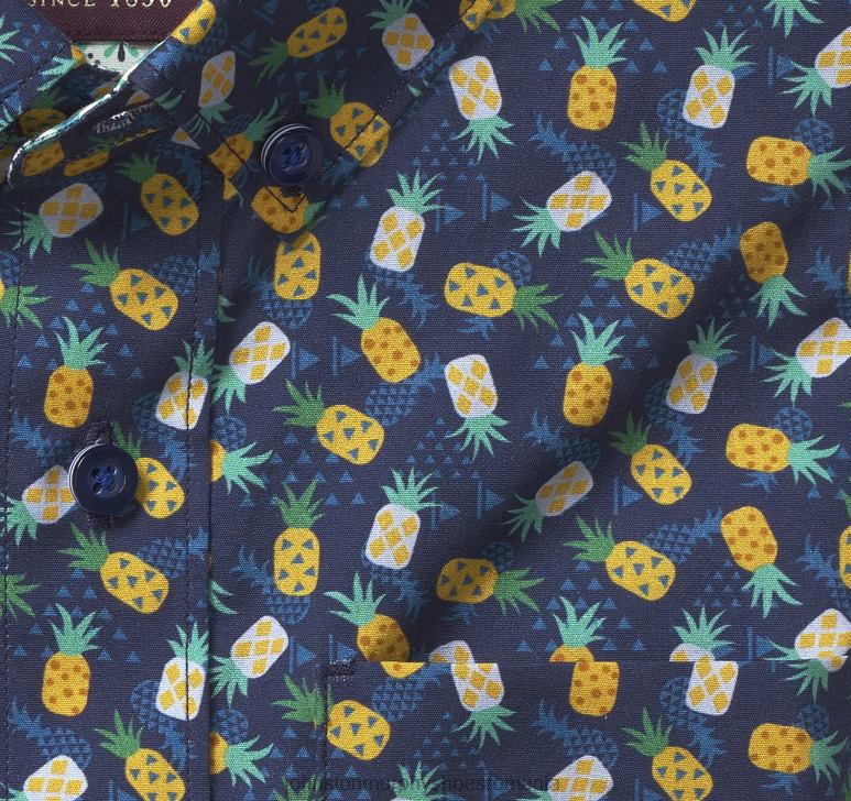 ananas bleumarin 6FF4F1406 băiat Johnston  Murphy cămașă cu mânecă scurtă pentru băieți îmbrăcăminte