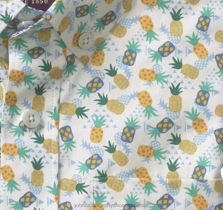 ananas multi alb 6FF4F1412 băiat Johnston  Murphy cămașă cu mânecă scurtă pentru băieți îmbrăcăminte