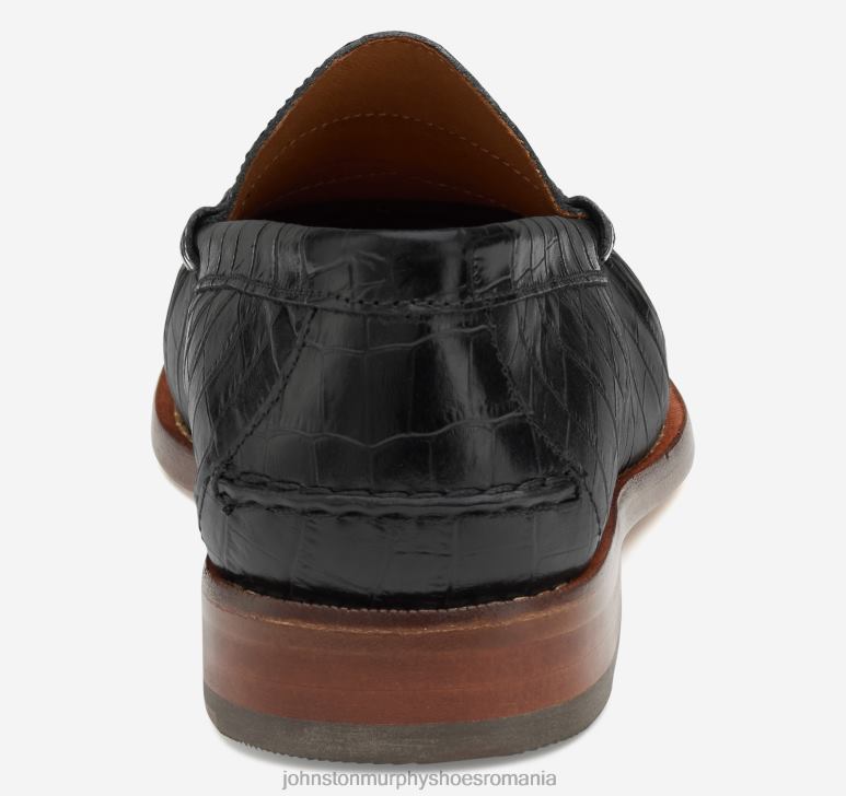 bob plin cu croco negru 6FF4F231 bărbați Johnston  Murphy halstead penny pantofi