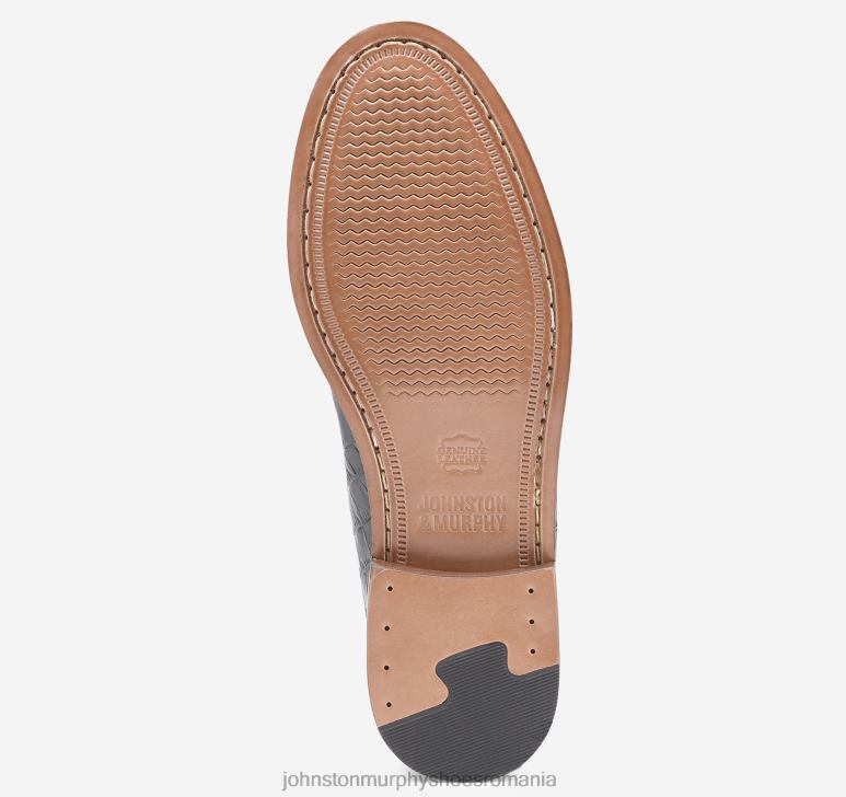 bob plin cu croco negru 6FF4F231 bărbați Johnston  Murphy halstead penny pantofi
