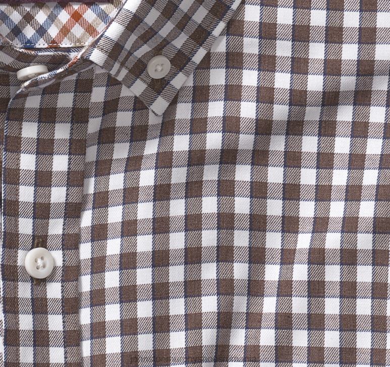 bordura maro vichy 6FF4F760 bărbați Johnston  Murphy cămașă cu mâneci lungi din twill în carouri îmbrăcăminte