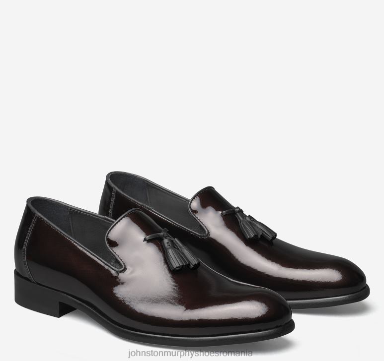brevet texturat italian burgundy 6FF4F366 bărbați Johnston  Murphy highland ciucuri slip-on pantofi
