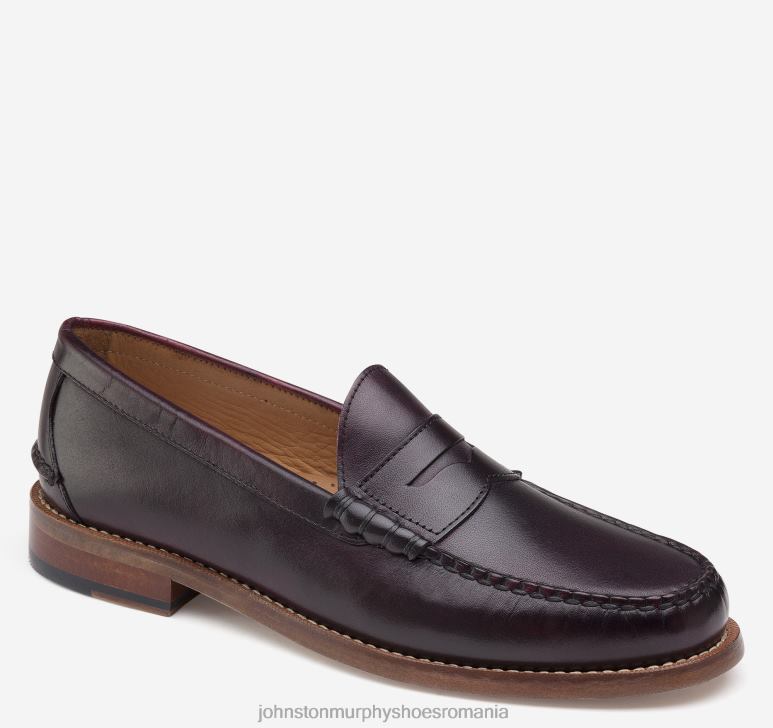 burgundy bob plin 6FF4F340 bărbați Johnston  Murphy halstead penny pantofi