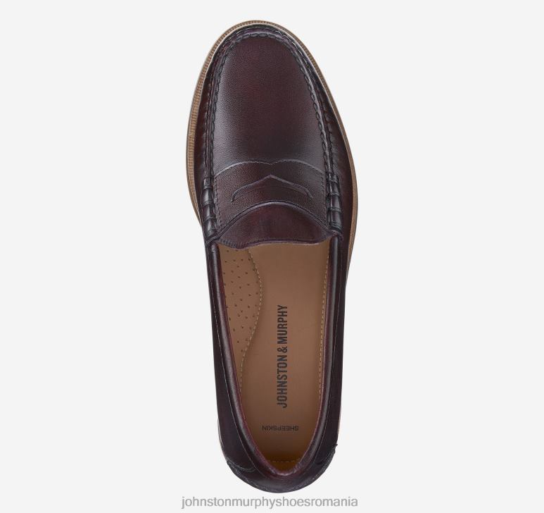 burgundy bob plin 6FF4F340 bărbați Johnston  Murphy halstead penny pantofi