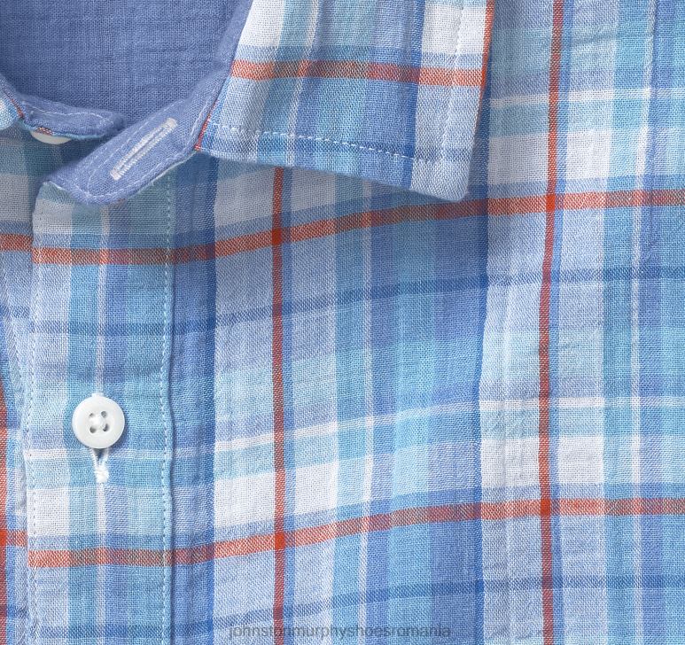 carouri multicolore albastre 6FF4F754 unisex Johnston  Murphy cămașă cu mânecă scurtă cu două straturi îmbrăcăminte