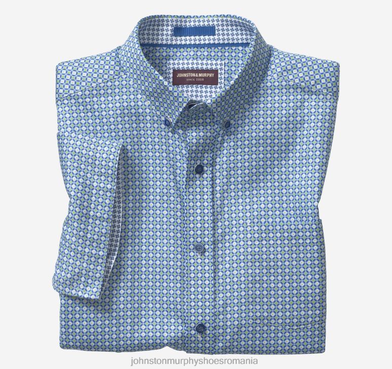 cerc de diamant albastru/verde 6FF4F432 unisex Johnston  Murphy cămașă cu mânecă scurtă din bumbac texturat îmbrăcăminte