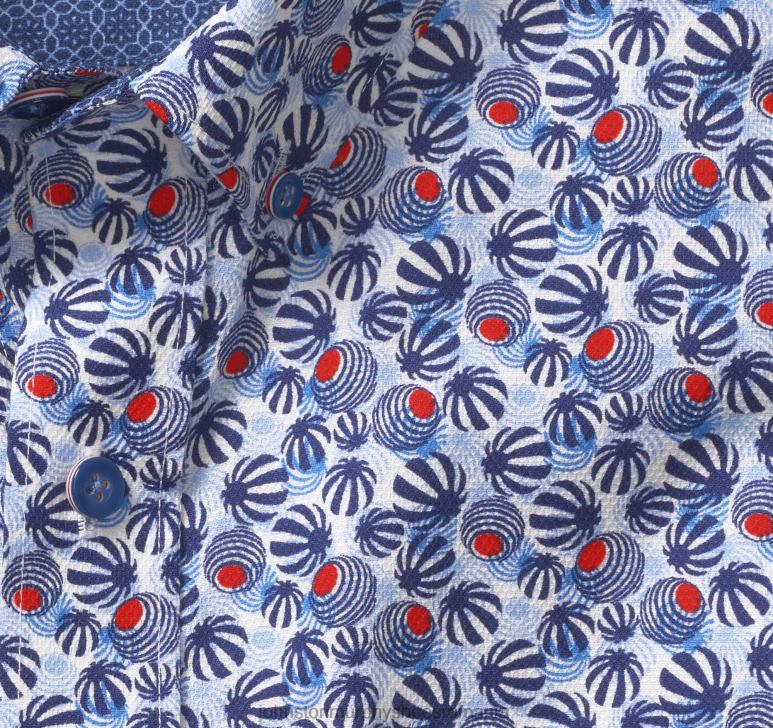 cerc mod bleumarin/roșu 6FF4F546 unisex Johnston  Murphy cămașă cu mânecă scurtă din bumbac texturat îmbrăcăminte