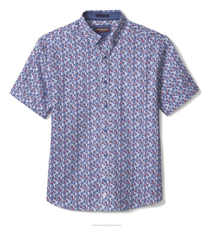 cerc mod bleumarin/roșu 6FF4F546 unisex Johnston  Murphy cămașă cu mânecă scurtă din bumbac texturat îmbrăcăminte