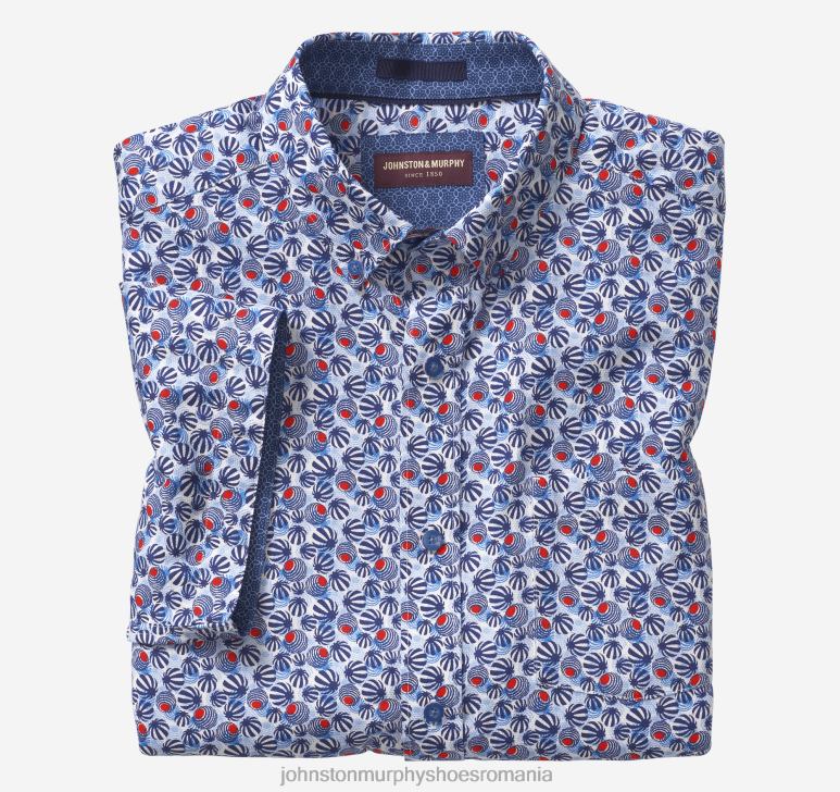 cerc mod bleumarin/roșu 6FF4F546 unisex Johnston  Murphy cămașă cu mânecă scurtă din bumbac texturat îmbrăcăminte