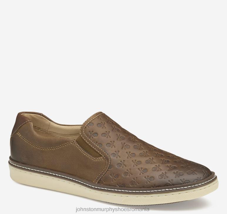 cereale integrale cu ulei maro 6FF4F26 bărbați Johnston  Murphy slip-on cu craniu în relief mcguffey pantofi