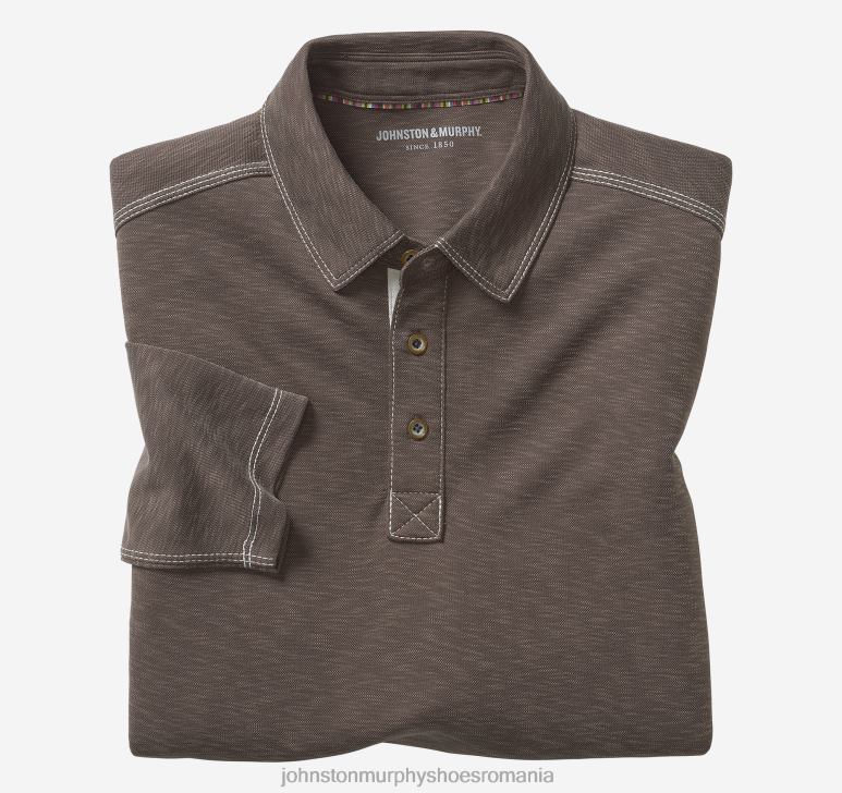 ciocolată 6FF4F854 bărbați Johnston  Murphy polo vintage cu mâneci lungi îmbrăcăminte
