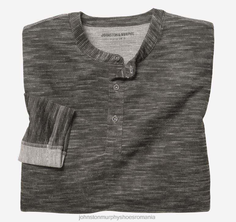 cărbune 6FF4F730 bărbați Johnston  Murphy henley tricot striat îmbrăcăminte