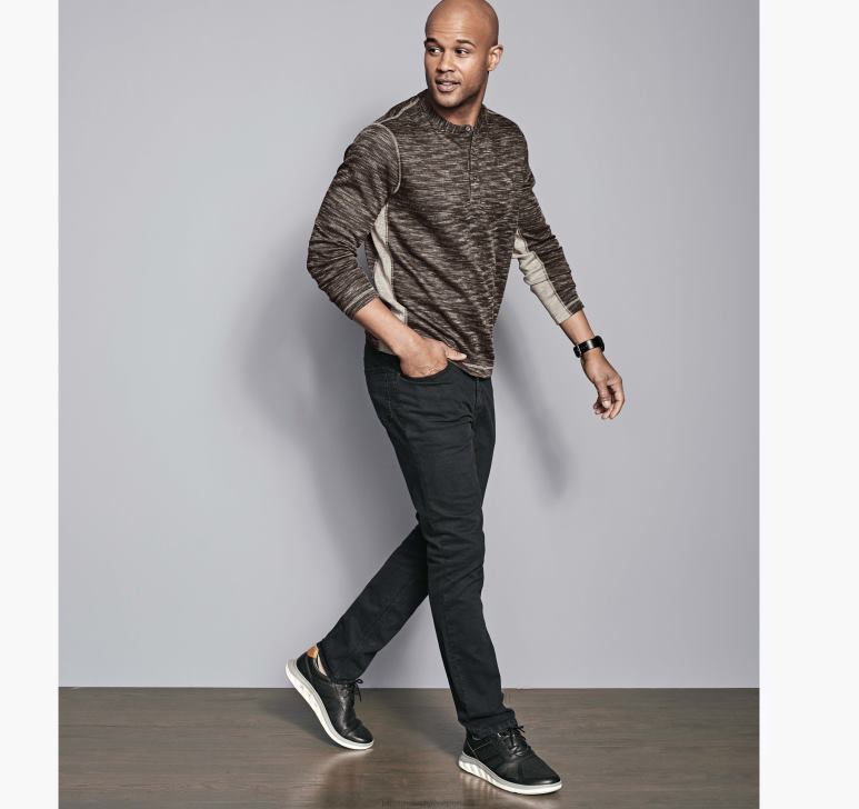 cărbune 6FF4F730 bărbați Johnston  Murphy henley tricot striat îmbrăcăminte