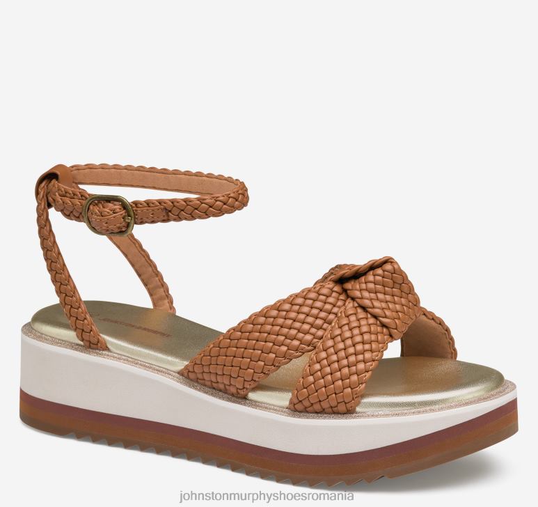 fața din piele artificială cognac 6FF4F1233 femei Johnston  Murphy sandală țesută grație pantofi