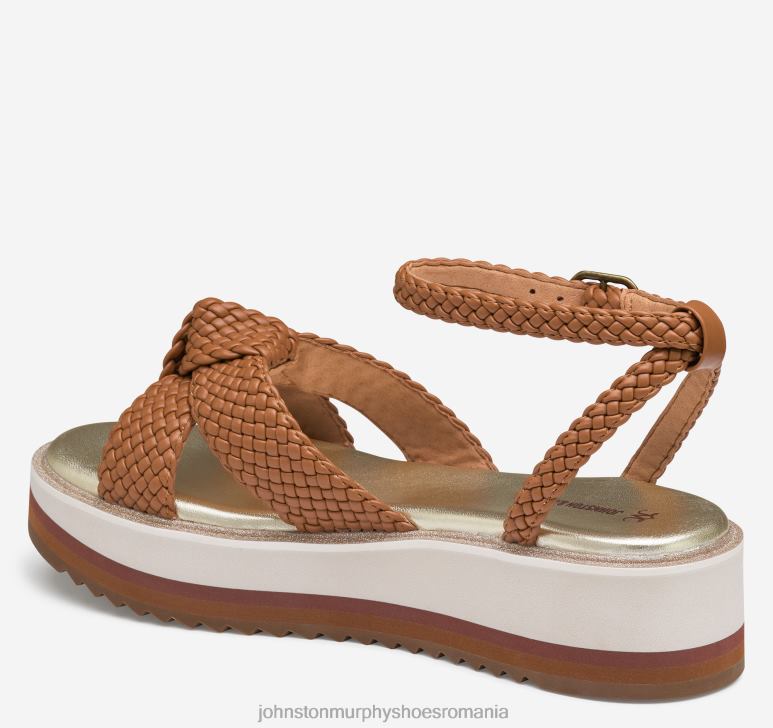 fața din piele artificială cognac 6FF4F1233 femei Johnston  Murphy sandală țesută grație pantofi