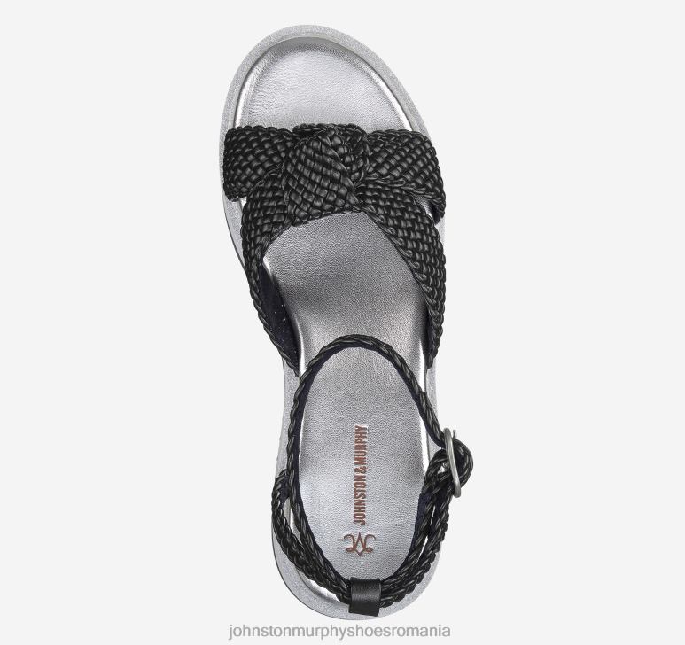 fața din piele artificială neagră 6FF4F1242 femei Johnston  Murphy sandală țesută grație pantofi