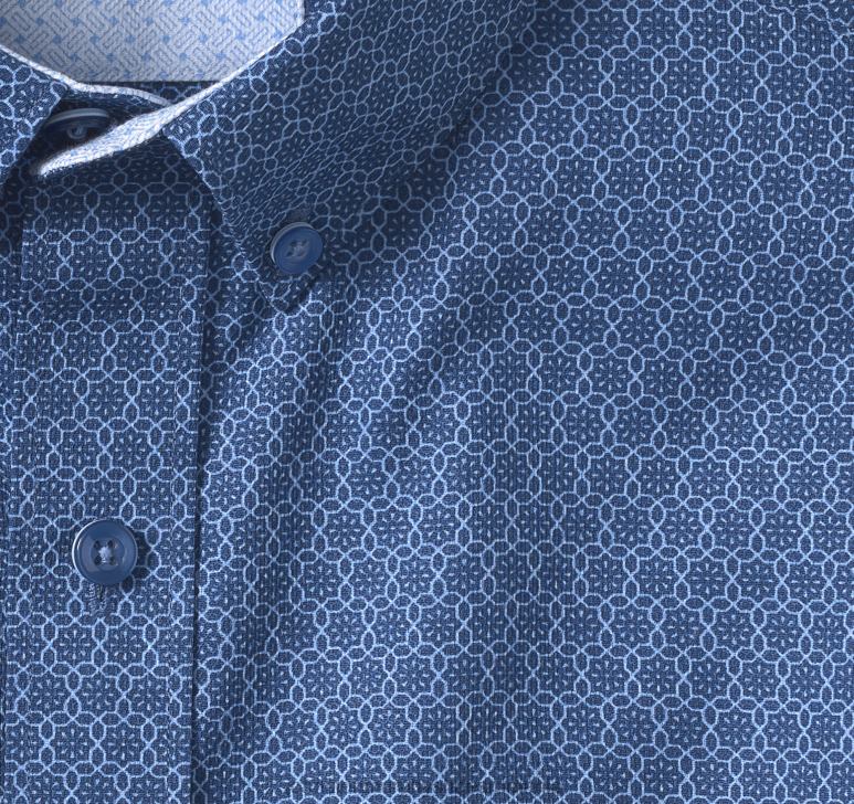 floare legată de bleumarin 6FF4F403 unisex Johnston  Murphy cămașă cu mânecă scurtă din bumbac texturat îmbrăcăminte