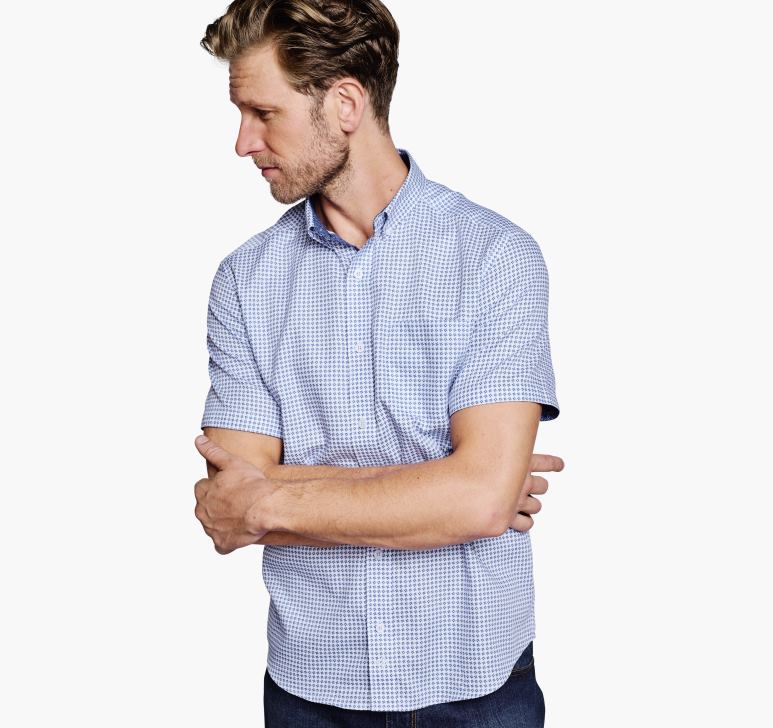 geoturbină albastră 6FF4F506 unisex Johnston  Murphy cămașă cu mânecă scurtă din bumbac texturat îmbrăcăminte