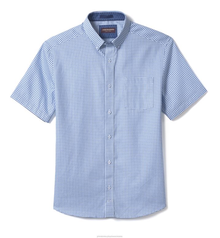 geoturbină albastră 6FF4F506 unisex Johnston  Murphy cămașă cu mânecă scurtă din bumbac texturat îmbrăcăminte