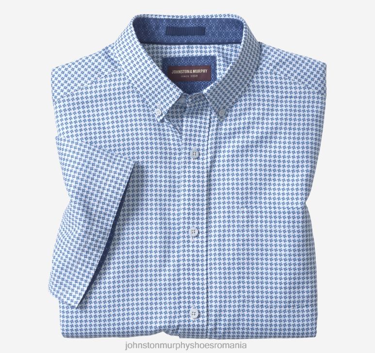 geoturbină albastră 6FF4F506 unisex Johnston  Murphy cămașă cu mânecă scurtă din bumbac texturat îmbrăcăminte