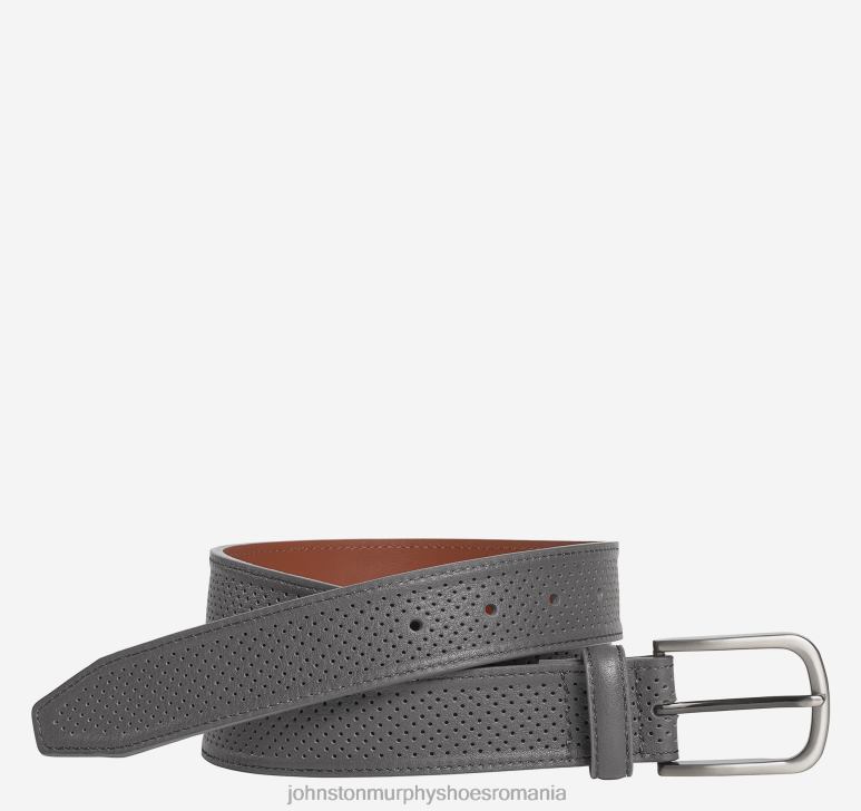 gri 6FF4F1016 bărbați Johnston  Murphy centura moale din piele perforata accesorii