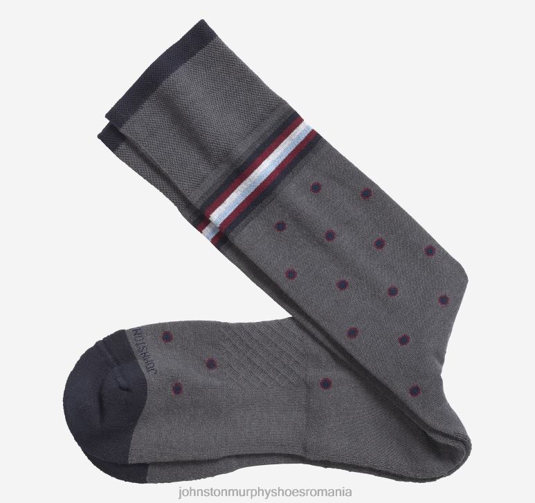 gri 6FF4F1035 bărbați Johnston  Murphy primul în șosete confortabile cu puncte cu dungi accesorii