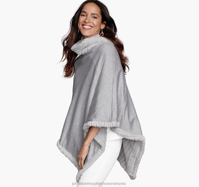 gri deschis 6FF4F1302 femei Johnston  Murphy poncho reversibil din blană artificială îmbrăcăminte