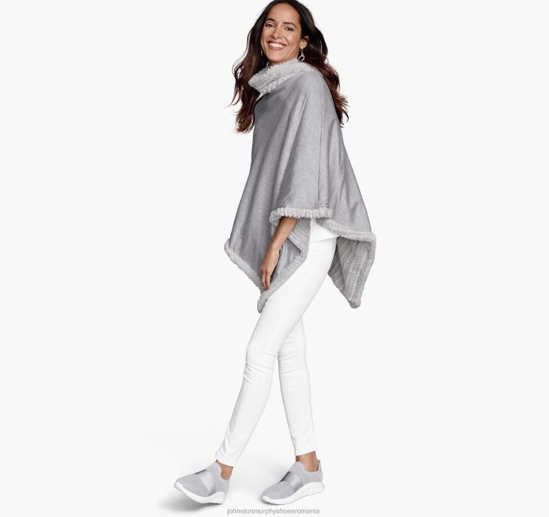 gri deschis 6FF4F1302 femei Johnston  Murphy poncho reversibil din blană artificială îmbrăcăminte