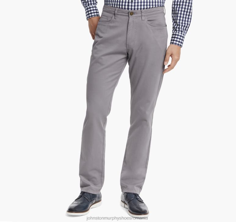 gri deschis 6FF4F508 bărbați Johnston  Murphy pantaloni cu cinci buzunare îmbrăcăminte