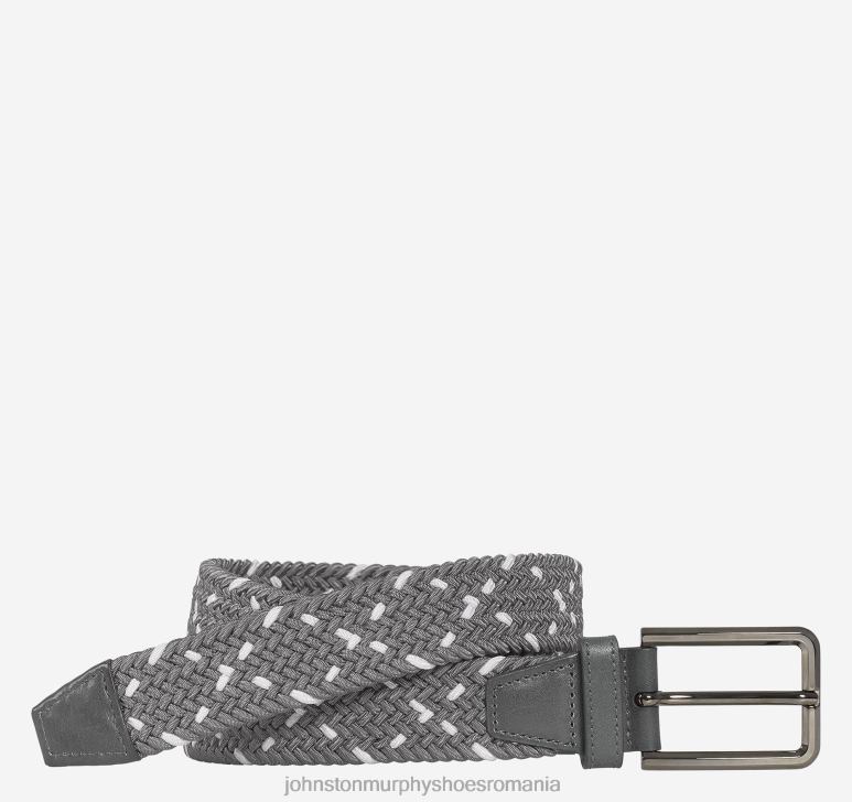 gri/alb 6FF4F1140 bărbați Johnston  Murphy curea țesătă din tricot stretch accesorii