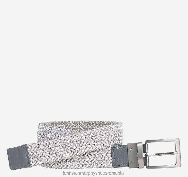 gri/alb 6FF4F964 bărbați Johnston  Murphy centură reversibilă din țesătură elastică accesorii