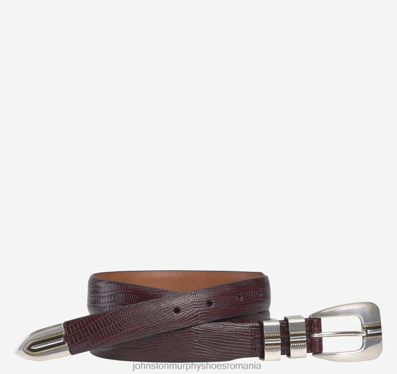 Burgundia 6FF4F1000 bărbați Johnston & Murphy centură de ranger din boabe de șopârlă accesorii