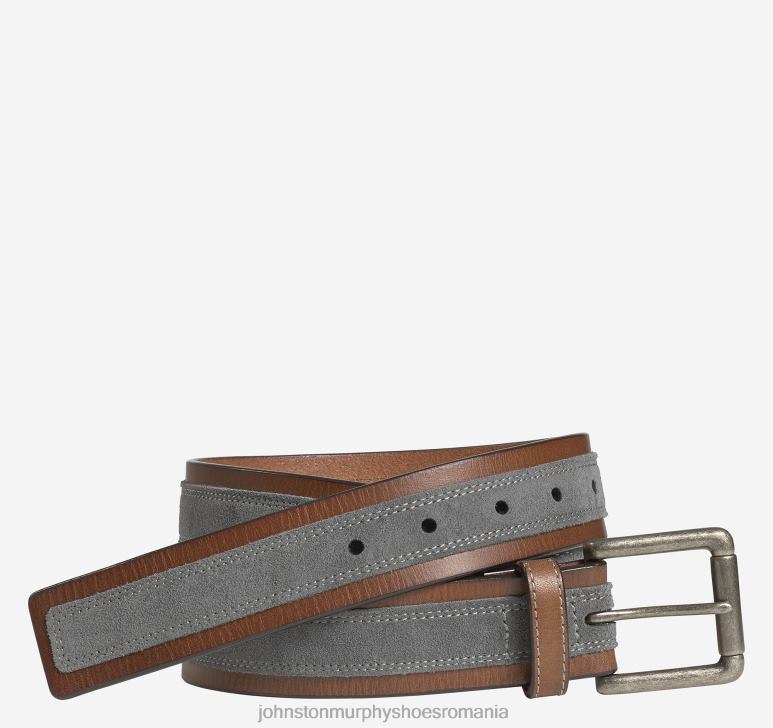 maro/gri 6FF4F992 bărbați Johnston & Murphy curea suprapusă din piele intoarsa accesorii