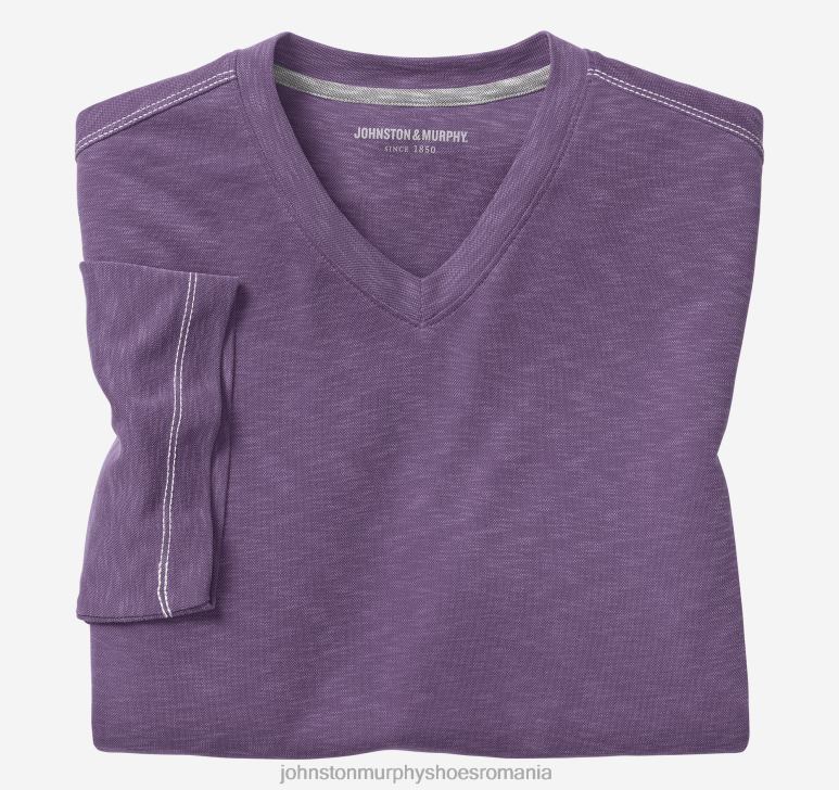 Violet 6FF4F714 bărbați Johnston & Murphy tricou vintage cu decolteu în V îmbrăcăminte