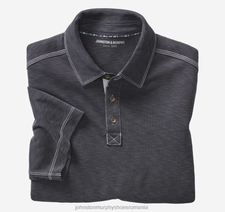 cărbune 6FF4F414 bărbați Johnston & Murphy polo vintage slub îmbrăcăminte