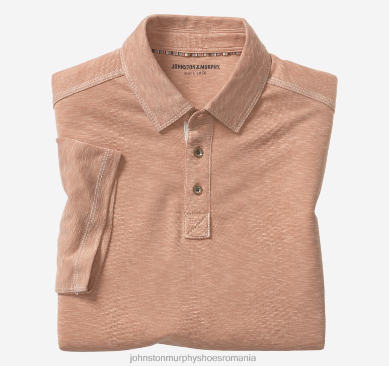 piersică 6FF4F468 bărbați Johnston & Murphy polo vintage slub îmbrăcăminte