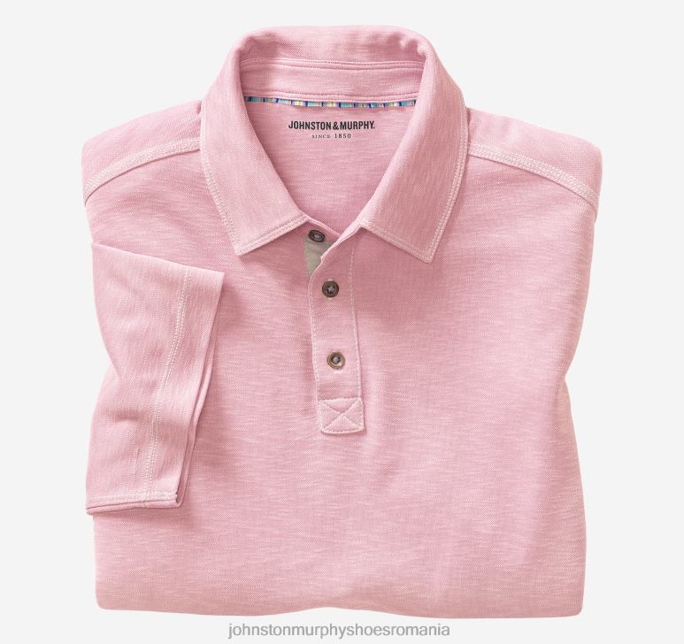 roz 6FF4F485 bărbați Johnston & Murphy polo vintage slub îmbrăcăminte