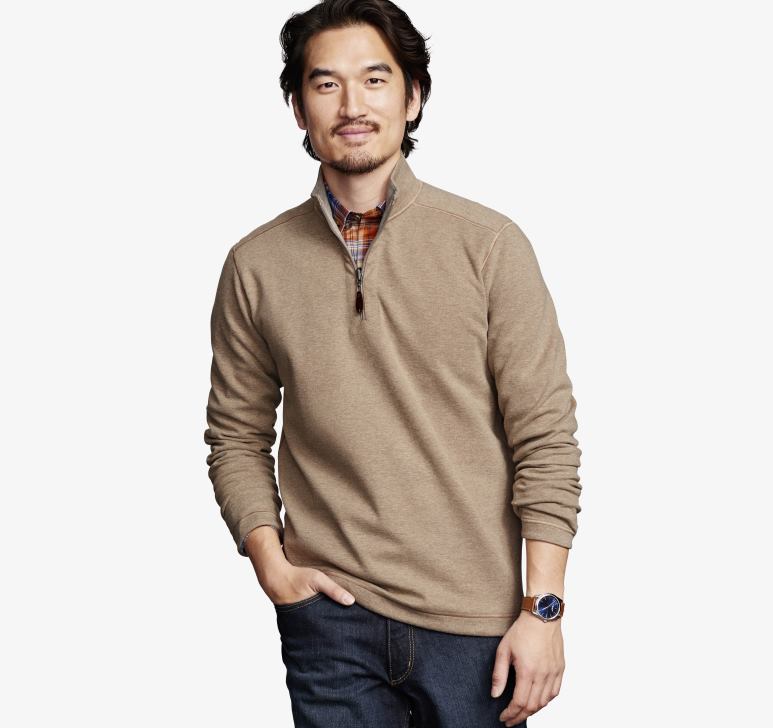 fulgi de ovaz/gri deschis 6FF4F705 bărbați Johnston & Murphy fermoar solid reversibil îmbrăcăminte