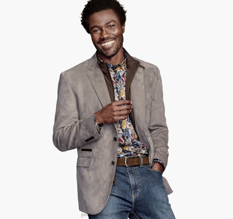 twill gri 6FF4F892 unisex Johnston & Murphy blazer cu salopetă de pluș îmbrăcăminte